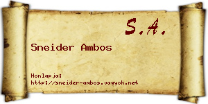 Sneider Ambos névjegykártya